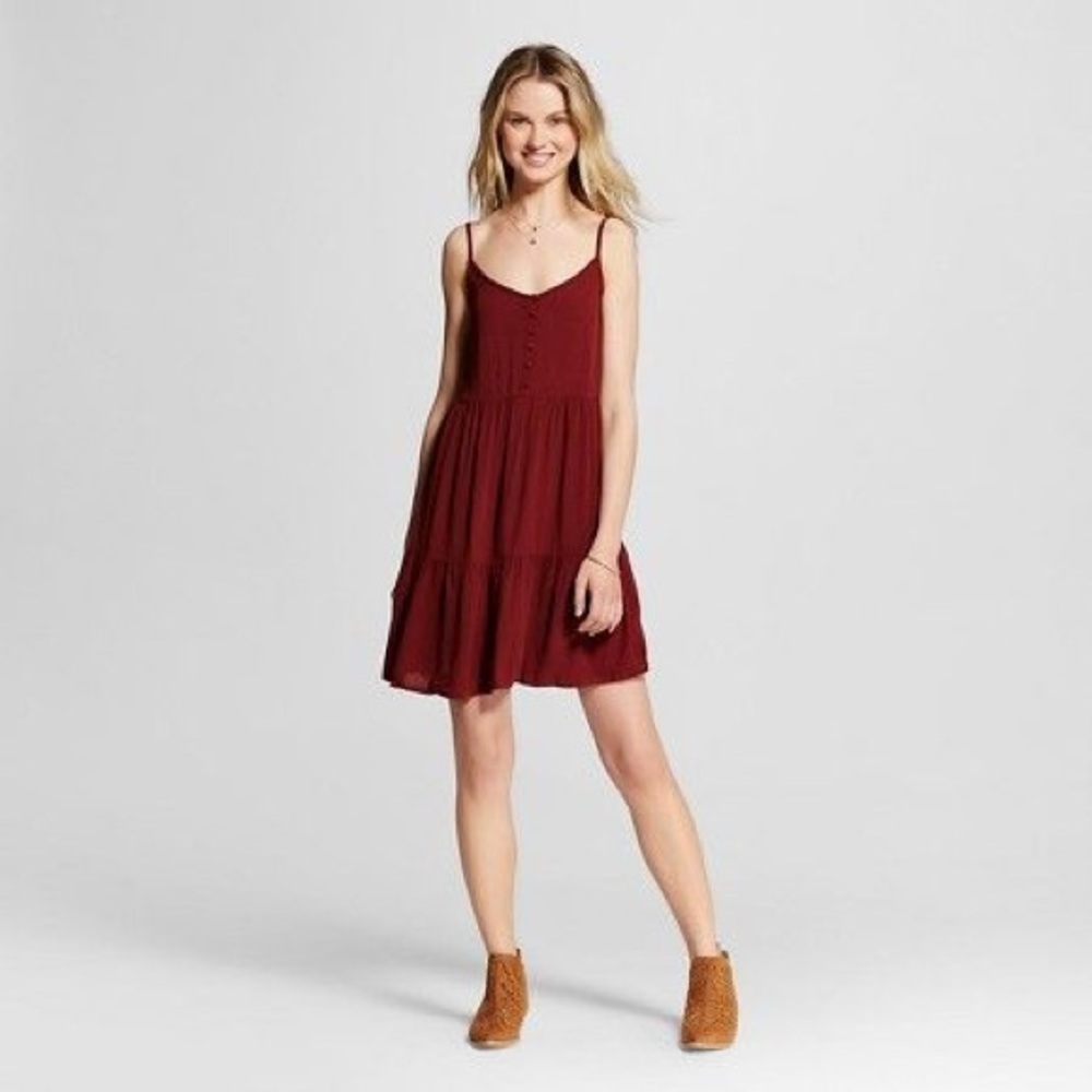 Mossimo Burgundy Tiered Dress